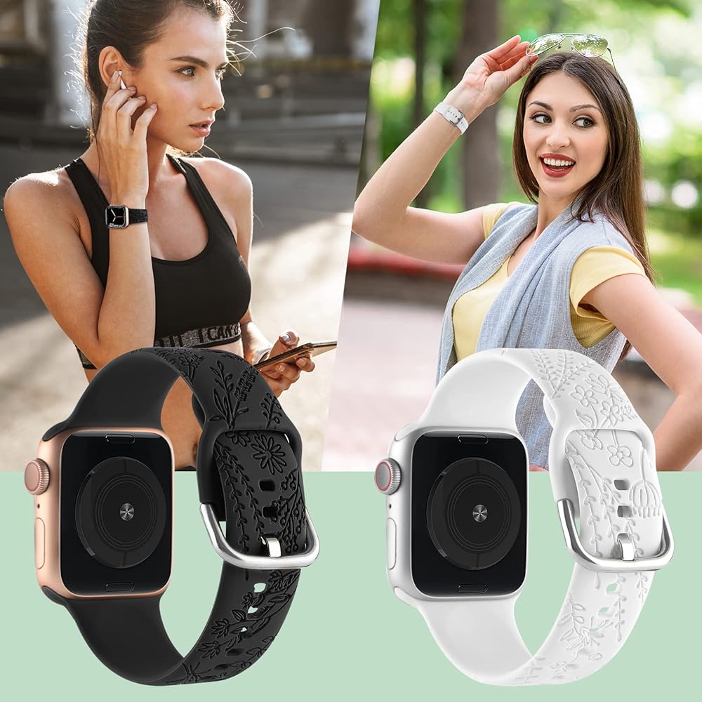 Amazon.com: Flower Engraved Silicone Band Compatible with